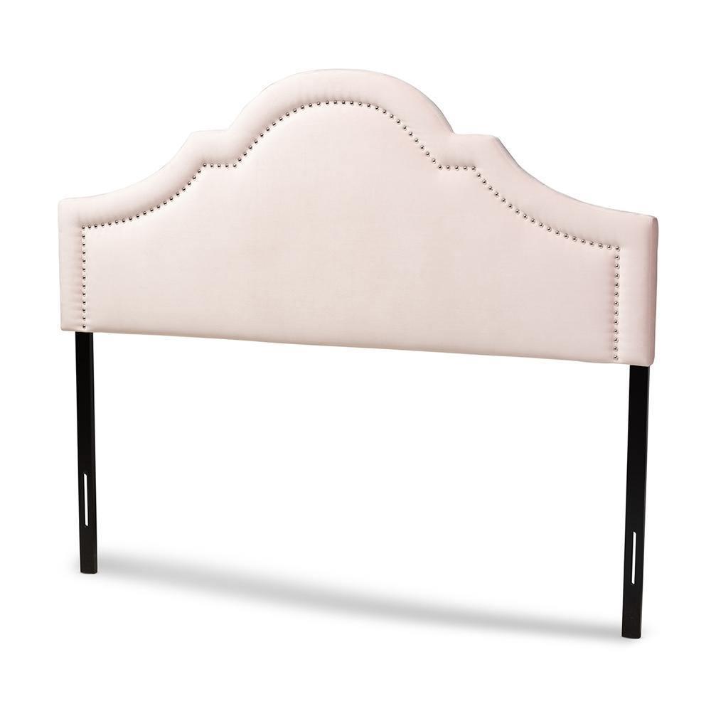 Rita Modern and Contemporary Light Pink Velvet Fabric Upholstered Full Size Headboard FredCo