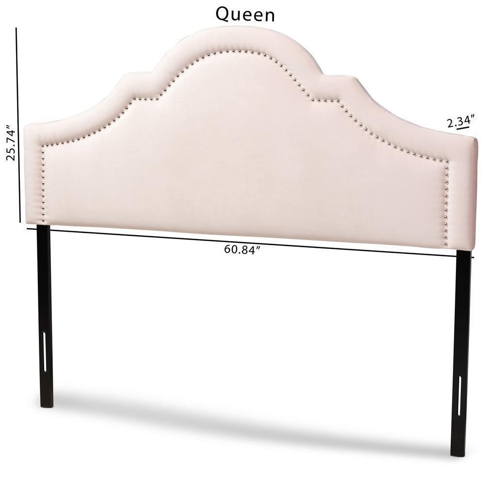 Rita Modern and Contemporary Light Pink Velvet Fabric Upholstered Full Size Headboard FredCo