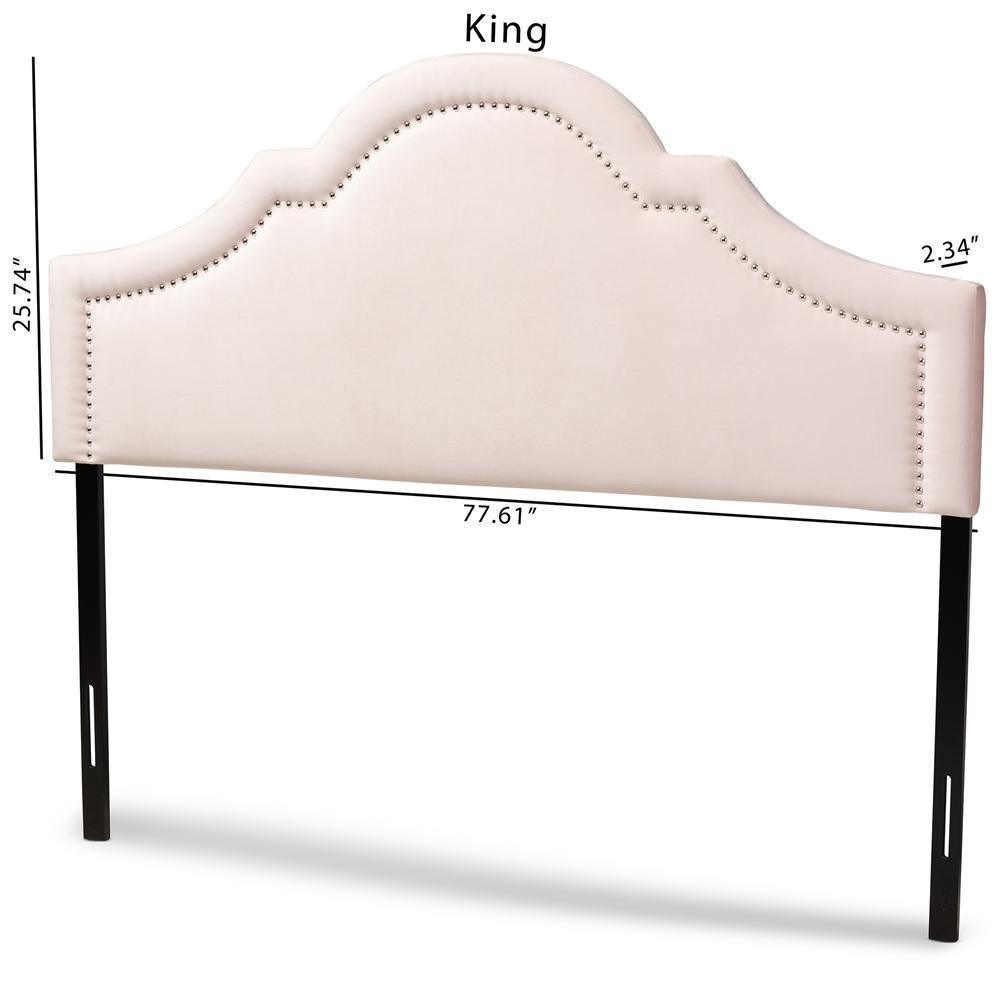 Rita Modern and Contemporary Light Pink Velvet Fabric Upholstered King Size Headboard FredCo