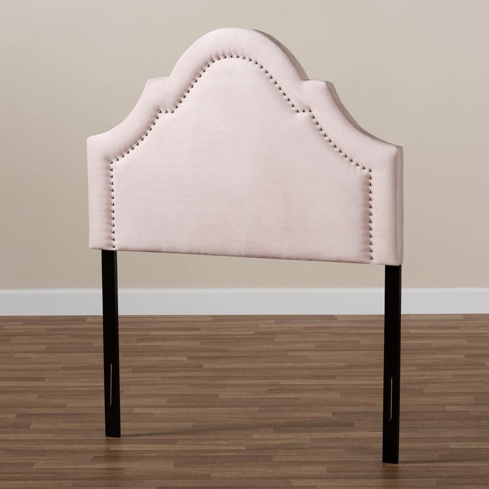 Rita Modern and Contemporary Light Pink Velvet Fabric Upholstered Twin Size Headboard FredCo