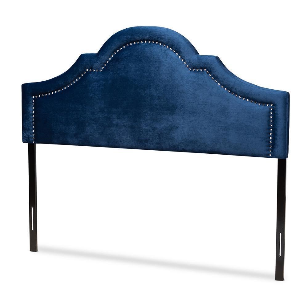 Rita Modern and Contemporary Navy Blue Velvet Fabric Upholstered King Size Headboard FredCo
