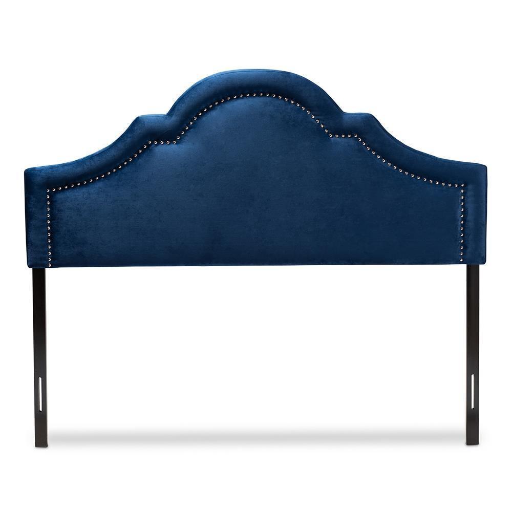 Rita Modern and Contemporary Navy Blue Velvet Fabric Upholstered King Size Headboard FredCo