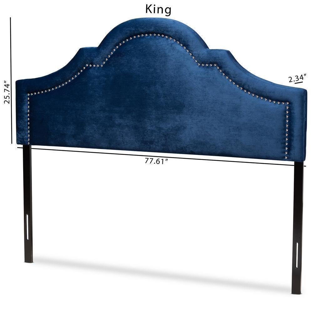 Rita Modern and Contemporary Navy Blue Velvet Fabric Upholstered King Size Headboard FredCo