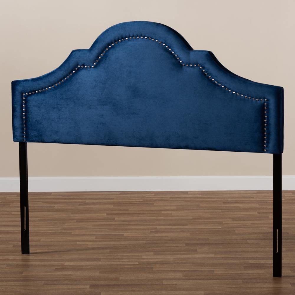 Rita Modern and Contemporary Navy Blue Velvet Fabric Upholstered King Size Headboard FredCo