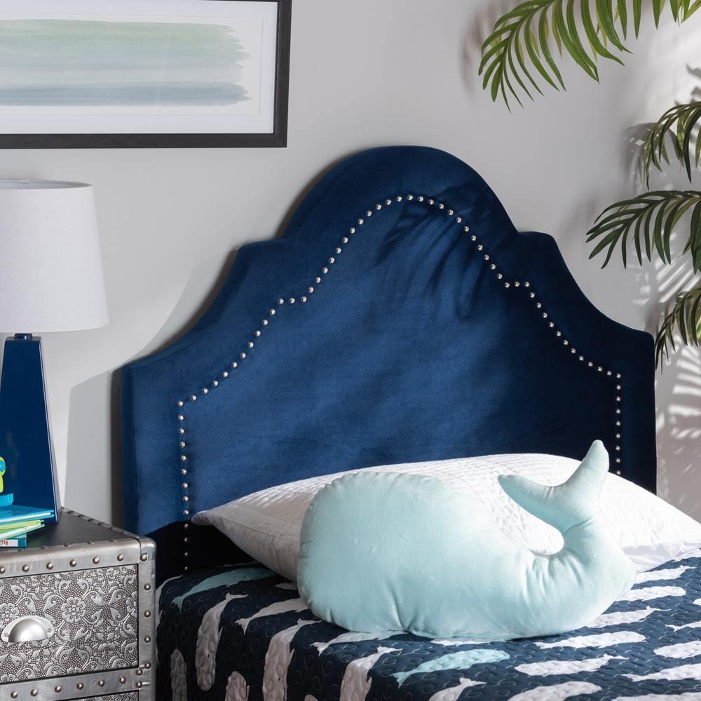 Rita Modern and Contemporary Navy Blue Velvet Fabric Upholstered Twin Size Headboard FredCo