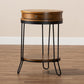 Roald Vintage Rustic Industrial Walnut Brown Finished Wood and Black Finished 1-Drawer Metal End Table FredCo