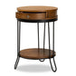Roald Vintage Rustic Industrial Walnut Brown Finished Wood and Black Finished 1-Drawer Metal End Table FredCo