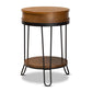 Roald Vintage Rustic Industrial Walnut Brown Finished Wood and Black Finished 1-Drawer Metal End Table FredCo