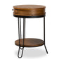 Roald Vintage Rustic Industrial Walnut Brown Finished Wood and Black Finished 1-Drawer Metal End Table FredCo