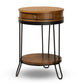 Roald Vintage Rustic Industrial Walnut Brown Finished Wood and Black Finished 1-Drawer Metal End Table FredCo