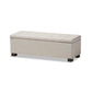 Roanoke Modern and Contemporary Beige Fabric Upholstered Grid-Tufting Storage Ottoman Bench FredCo