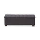 Roanoke Modern and Contemporary Dark Grey Fabric Upholstered Grid-Tufting Storage Ottoman Bench FredCo