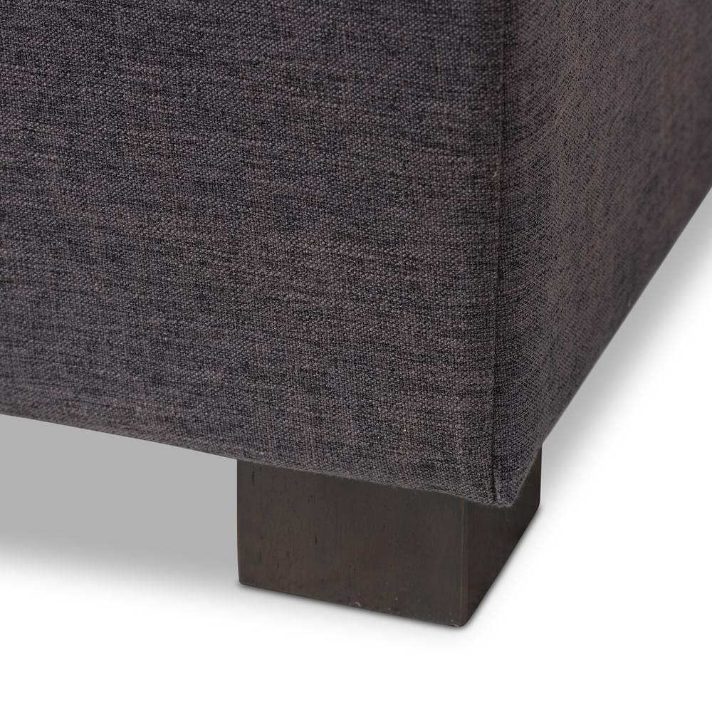 Roanoke Modern and Contemporary Dark Grey Fabric Upholstered Grid-Tufting Storage Ottoman Bench FredCo