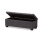 Roanoke Modern and Contemporary Dark Grey Fabric Upholstered Grid-Tufting Storage Ottoman Bench FredCo