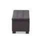 Roanoke Modern and Contemporary Dark Grey Fabric Upholstered Grid-Tufting Storage Ottoman Bench FredCo