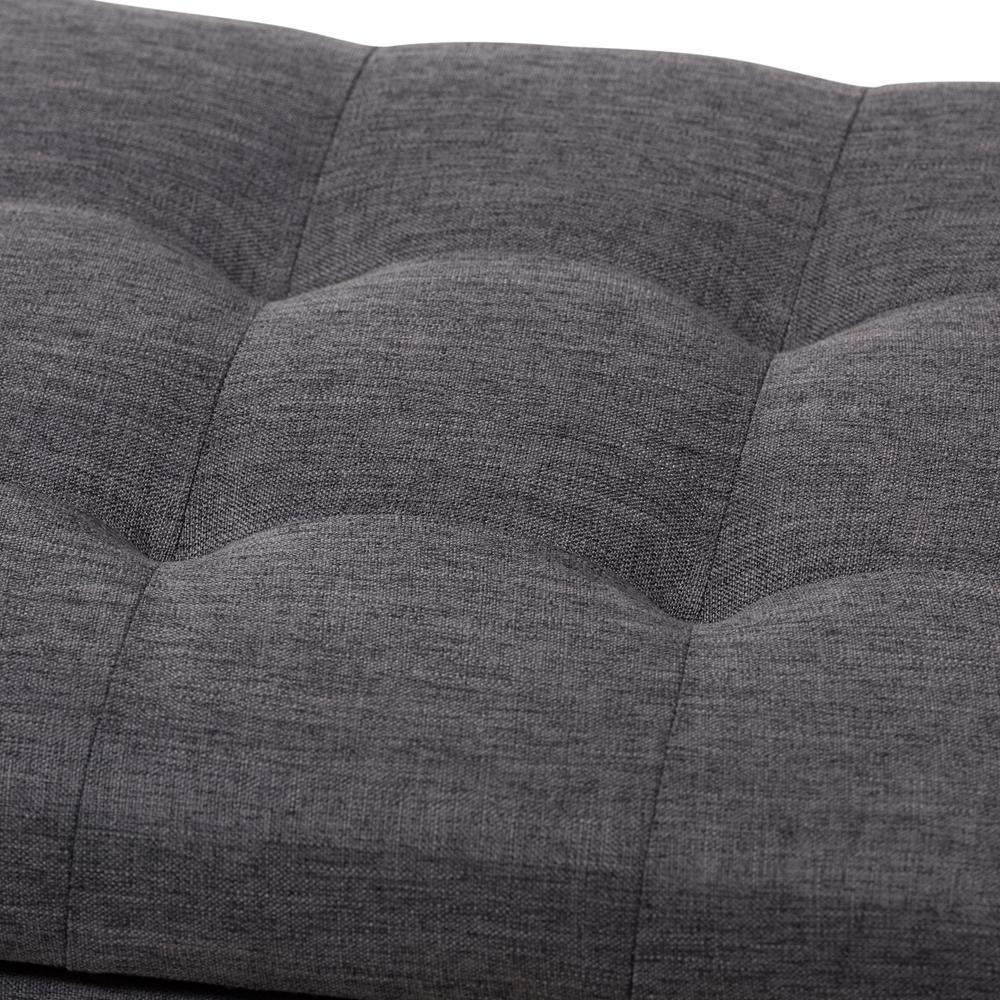 Roanoke Modern and Contemporary Dark Grey Fabric Upholstered Grid-Tufting Storage Ottoman Bench FredCo