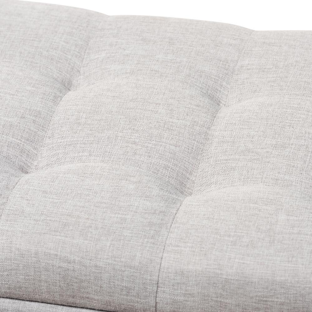 Roanoke Modern and Contemporary Grayish Beige Fabric Upholstered Grid-Tufting Storage Ottoman Bench FredCo
