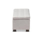 Roanoke Modern and Contemporary Grayish Beige Fabric Upholstered Grid-Tufting Storage Ottoman Bench FredCo