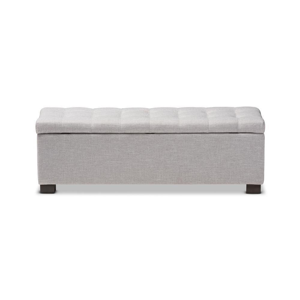 Roanoke Modern and Contemporary Grayish Beige Fabric Upholstered Grid-Tufting Storage Ottoman Bench FredCo