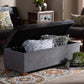 Roanoke Modern and Contemporary Grey Velvet Fabric Upholstered Grid-Tufted Storage Ottoman Bench FredCo