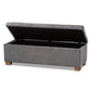 Roanoke Modern and Contemporary Grey Velvet Fabric Upholstered Grid-Tufted Storage Ottoman Bench FredCo