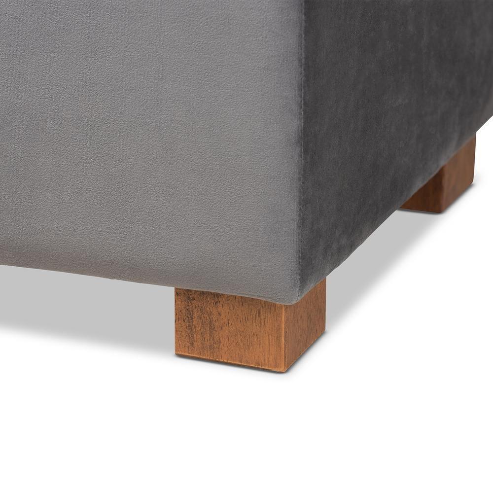 Roanoke Modern and Contemporary Grey Velvet Fabric Upholstered Grid-Tufted Storage Ottoman Bench FredCo