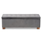 Roanoke Modern and Contemporary Grey Velvet Fabric Upholstered Grid-Tufted Storage Ottoman Bench FredCo