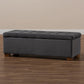 Roanoke Modern and Contemporary Grey Velvet Fabric Upholstered Grid-Tufted Storage Ottoman Bench FredCo
