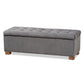 Roanoke Modern and Contemporary Grey Velvet Fabric Upholstered Grid-Tufted Storage Ottoman Bench FredCo