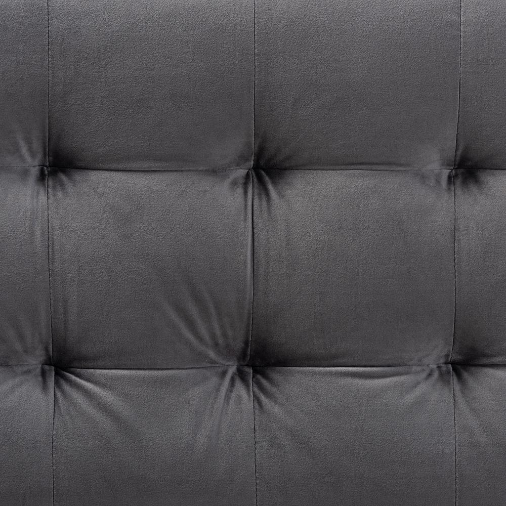 Roanoke Modern and Contemporary Grey Velvet Fabric Upholstered Grid-Tufted Storage Ottoman Bench FredCo
