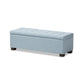 Roanoke Modern and Contemporary Light Blue Fabric Upholstered Grid-Tufting Storage Ottoman Bench FredCo