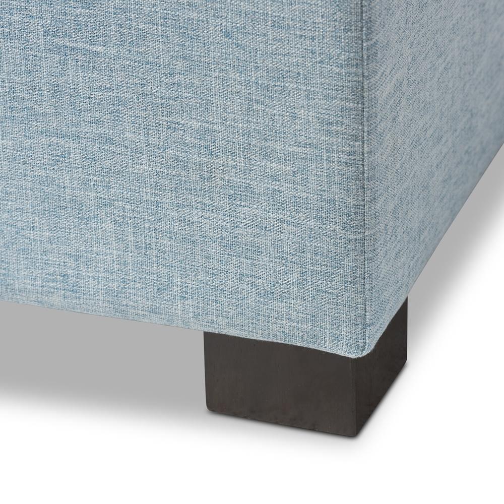 Roanoke Modern and Contemporary Light Blue Fabric Upholstered Grid-Tufting Storage Ottoman Bench FredCo