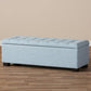 Roanoke Modern and Contemporary Light Blue Fabric Upholstered Grid-Tufting Storage Ottoman Bench FredCo