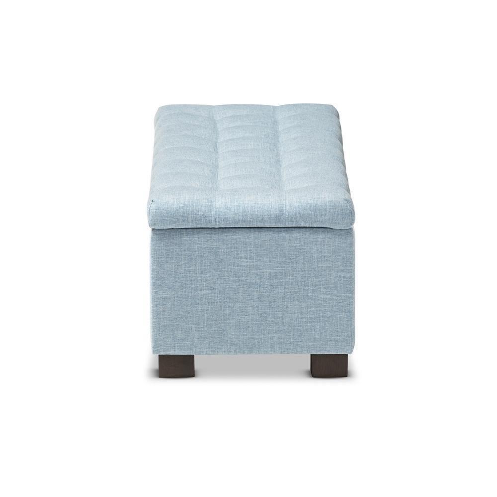 Roanoke Modern and Contemporary Light Blue Fabric Upholstered Grid-Tufting Storage Ottoman Bench FredCo