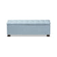 Roanoke Modern and Contemporary Light Blue Fabric Upholstered Grid-Tufting Storage Ottoman Bench FredCo