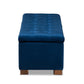Roanoke Modern and Contemporary Navy Blue Velvet Fabric Upholstered Grid-Tufted Storage Ottoman Bench FredCo