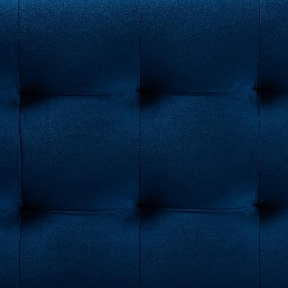 Roanoke Modern and Contemporary Navy Blue Velvet Fabric Upholstered Grid-Tufted Storage Ottoman Bench FredCo