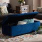 Roanoke Modern and Contemporary Navy Blue Velvet Fabric Upholstered Grid-Tufted Storage Ottoman Bench FredCo