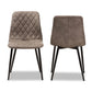 Roberta Mid-Century Modern Light Brown Fabric Upholstered Shell Dining Chair Set of 2 FredCo