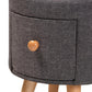 Rocco Modern Transitional Dark Grey Fabric Upholstered and Oak Brown Finished Wood 1-Drawer Ottoman Stool FredCo