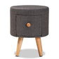 Rocco Modern Transitional Dark Grey Fabric Upholstered and Oak Brown Finished Wood 1-Drawer Ottoman Stool FredCo