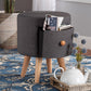 Rocco Modern Transitional Dark Grey Fabric Upholstered and Oak Brown Finished Wood 1-Drawer Ottoman Stool FredCo