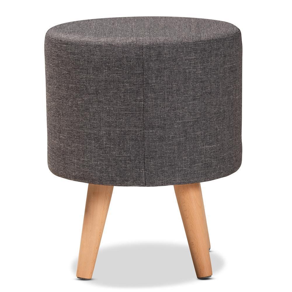 Rocco Modern Transitional Dark Grey Fabric Upholstered and Oak Brown Finished Wood 1-Drawer Ottoman Stool FredCo