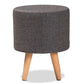 Rocco Modern Transitional Dark Grey Fabric Upholstered and Oak Brown Finished Wood 1-Drawer Ottoman Stool FredCo