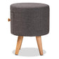 Rocco Modern Transitional Dark Grey Fabric Upholstered and Oak Brown Finished Wood 1-Drawer Ottoman Stool FredCo