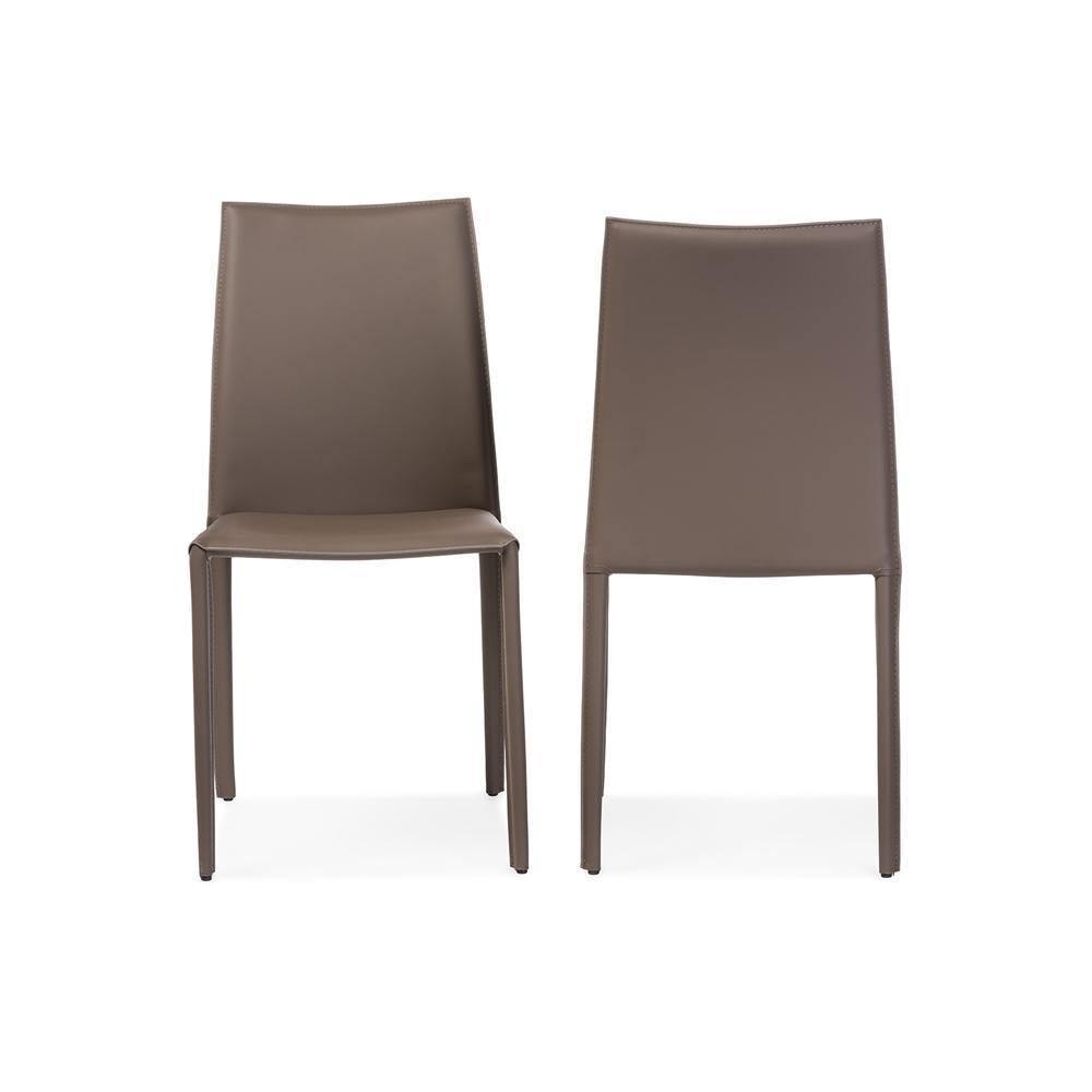 Rockford Modern and Contemporary Taupe Bonded Leather Upholstered Dining Chair (Set of 2) FredCo