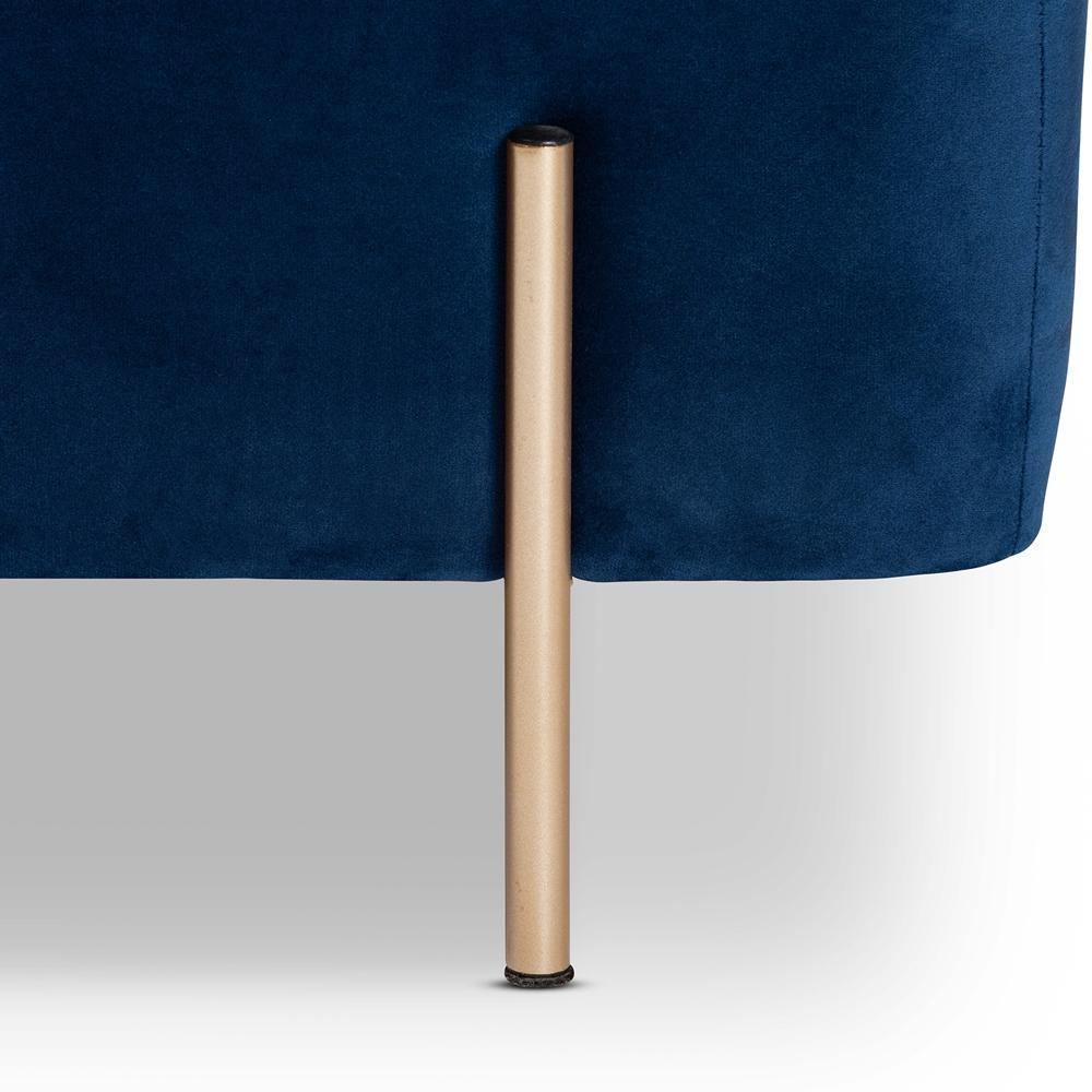 Rockwell Contemporary Glam and Luxe Navy Blue Velvet Fabric Upholstered and Gold Finished Metal Storage Bench FredCo