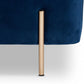Rockwell Contemporary Glam and Luxe Navy Blue Velvet Fabric Upholstered and Gold Finished Metal Storage Bench FredCo