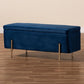 Rockwell Contemporary Glam and Luxe Navy Blue Velvet Fabric Upholstered and Gold Finished Metal Storage Bench FredCo