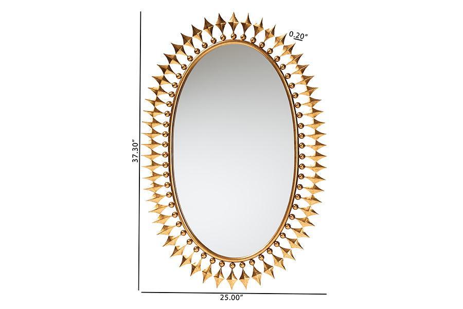 Rogier Modern Glam and Luxe Antique Goldleaf Metal Accent Wall Mirror FredCo
